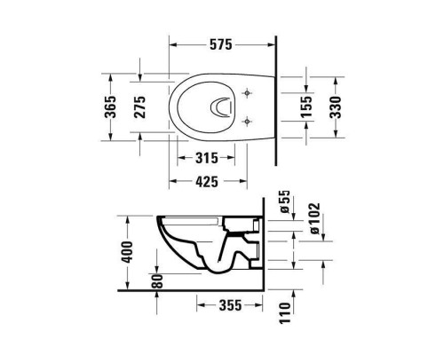 Duravit Architec Унитаз подвесной 57.5х36.5см, с сиденьем микролифт, цвет: белый. 45720900A1 (257209+006969)