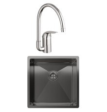Комплект Мойка Rivelato Rinox 4444 UN PVD black + Смеситель Grohe Euroeco