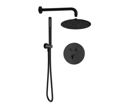 AQM8405MB Набор для комплектации душа с термостатом и регулировкой напора, черный матовый AQM8405MB