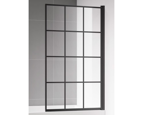 Шторка на ванну 8001400мм, стекло 6мм, цвет профиля матовый черный. Вертикальные и горизонтальные AQM2858-R