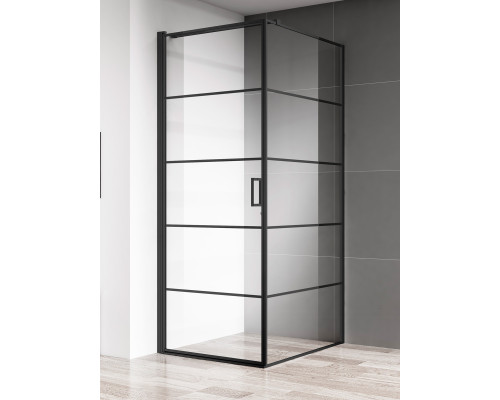 AQM5215-LH-8 Душевой уголок 800х800х1950 мм, стекло 6 мм, прозр., EasyClean, проф. Мат. черный, гор AQM5215-LH-8