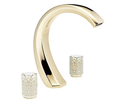 THG Nihal Porcelaine Ivoire Смеситель на борт ванны на 3 отверстия, без ручного душа, цвет Soft gold. U2N-F30-25SG