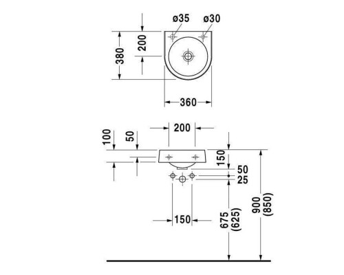 Duravit Architec Раковина 36х38 см, без отв., цвет: белый. 0766350000
