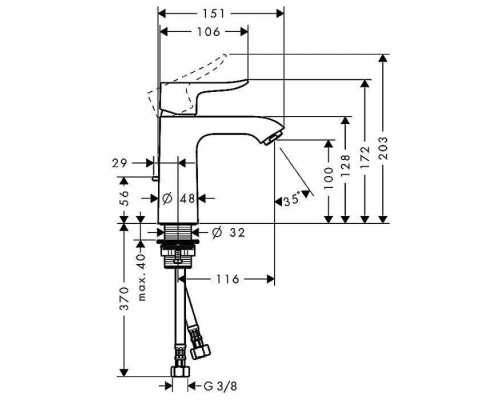 Hansgrohe Metris Смеситель для раковины с донным клапаном, цвет: хром. 31080000 Hansgrohe Metris Смеситель для раковины с донным клапаном, цвет: хром. 31080000