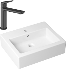 Комплект Раковина Lavinia Boho Bathroom Sink 33311014 + Смеситель Wellsee ICON! for life 182302000 матовый черный