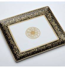 THG MARQUISE NOIR DECOR OR Поднос керамический 122х110 мм., настольный, small size, декор черный/золото, цвет: белый. A7F-A02-4612