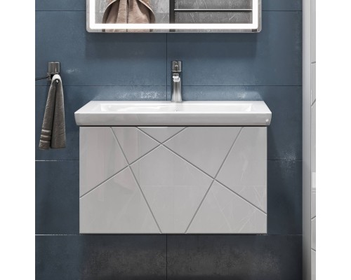 Тумба с раковиной Vigo Geometry 60 подвесная, белая, раковина Como 60