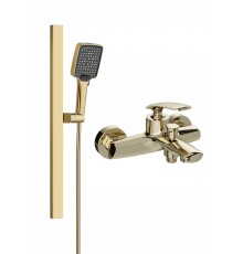 Смеситель для ванны с душем STWORKI Гётеборг S03100GG + Душевой гарнитур Ольборг S20190GG, глянцевое золото