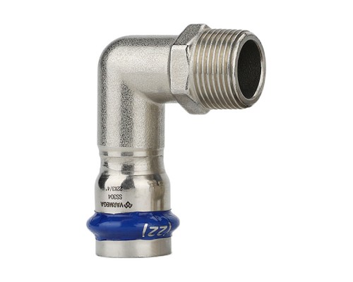 Угольник раструбный Varmega Inox Press с наружной резьбой 15×½ . VM715001504