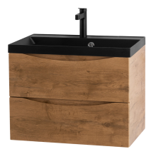 Тумба с раковиной BelBagno Marino 70, подвесная, rovere nature, черная раковина