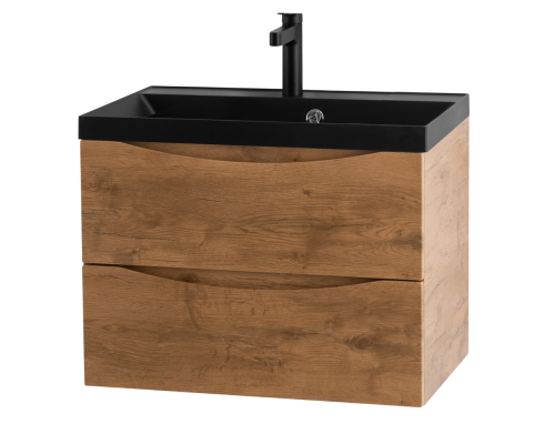 Тумба с раковиной BelBagno Marino 70, подвесная, rovere nature, черная раковина Тумба с раковиной BelBagno Marino 70, подвесная, rovere nature, черная раковина
