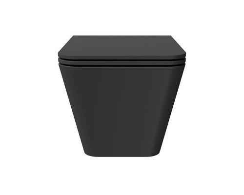 Alice Hide Square Унитаз 55х35см., подвесной, безободковый, с сиденьем и крышкой с микролифтом, с набором для крепления, цвет: чёрный матовый. 31210108SET