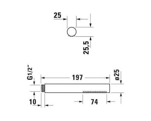Duravit Shower Ручной душ-цилиндр, 1 режим, цвет: хром. UV0640001010 Duravit Shower Ручной душ-цилиндр, 1 режим, цвет: хром. UV0640001010