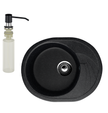 Мойка кухонная Ulgran U-403 308 черная + дозатор U-01 черный