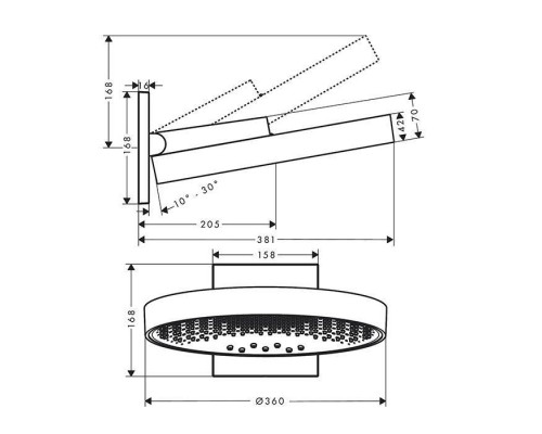 Hansgrohe Rainfinity Верхний душ, d=360мм, 3 jet, с настенным держателем, цвет: хром. 26234000