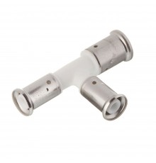 Тройник переходный уменьшенный с двух сторон, ПВДФ пресс (белый), 26x16x20, HENCO 11PKW-261620