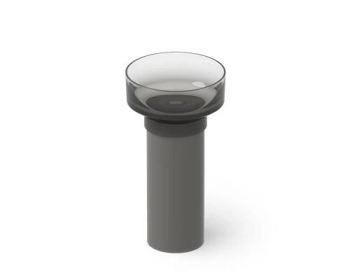 Dea Design Pedestal Basin Раковина 48х48х90см., напольная, без отв., Glasstek, прозрачная смола, цвет: Smoky Black R4. DD2023 480 R4