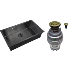 Комплект Мойка Zorg Inox PVD 7444 grafit + Измельчитель ZR-75 D BRONZE