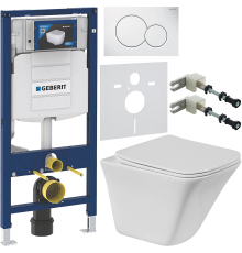 Комплект Унитаз подвесной BelBagno Marmi BB052CHR + Крышка BB052SC с микролифтом + Инсталляция Geberit Duofix UP 320 111.300.00.5 + Кнопка Sigma 01 115.770.11.5 белая + Крепления 111.815.00.1 к стене + Шумоизоляция 156.050.00.1