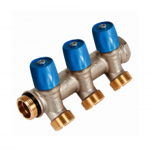 Коллектор HENCO VBS с синими вентилями, 1 НР под евроконус, 1- 4xEK VBS060504-BL