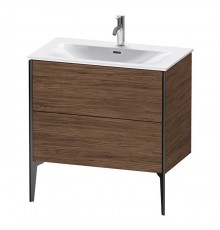 Duravit XViu Тумба подвесная 81x48x59.1см, с раковиной, 2 ящика, цвет: walnut dark/черный матовый. 2344830000,  XV971500000,  XV43020B221