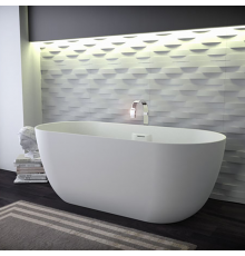 KNIEF Lotus Ванна отдельностоящая из материала Stone 170х75х63 см, с переливом и выпуском Click-Clack хром, без ручек, цвет:белый матовый. 0600-609-01