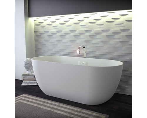 KNIEF Lotus Ванна отдельностоящая из материала Stone 170х75х63 см, с переливом и выпуском Click-Clack хром, без ручек, цвет:белый матовый. 0600-609-01