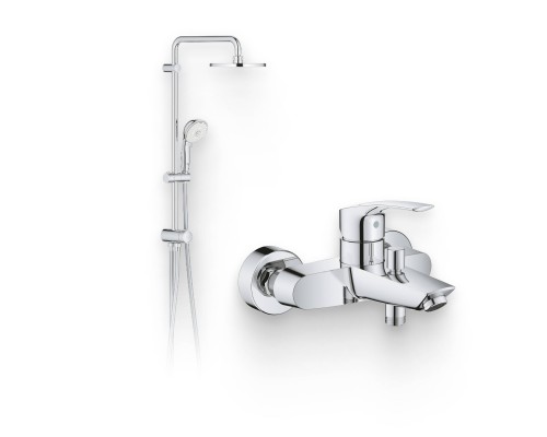 Душевой комплект Смеситель Grohe Eurosmart 33300003 + Стойка New Tempesta Rustic 27399002