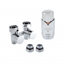Комплект Schlosser: эксклюзивный узел подключения 50 мм с термоголовкой, проходной 3/4xМ22x1,5, Хром 601000025
