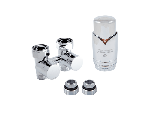 Комплект Schlosser: эксклюзивный узел подключения 50 мм с термоголовкой, проходной 3/4xМ22x1,5, Хром 601000025