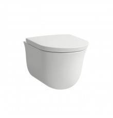 Laufen Palomba Унитаз 54х36х26.5 см., подвесной, безободковый, смыв Rimless, сиденье микролифт, цвет: белый матовый. 8.9180.2.757.000.1,  8.2080.2.757.000.1