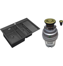 Комплект Мойка Zorg Inox PVD 5178-2-L grafit + Измельчитель ZR-75 D BRONZE