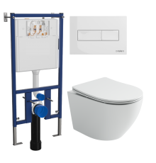 Комплект Унитаз подвесной Ceramicanova Uno Rimless CN11001 белый + Инсталляция DIWO + Кнопка 7320 белая