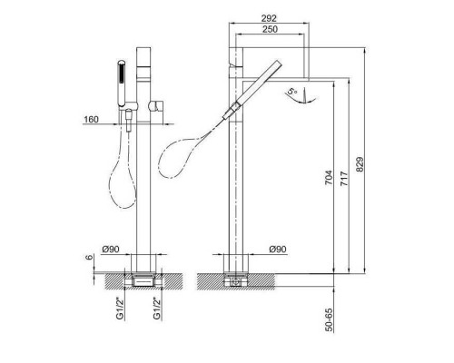 Fantini Milano Смеситель для ванны, напольный, излив: 250 мм, цвет: Matt Gun Metal PVD. 31 P5 3080B Fantini Milano Смеситель для ванны, напольный, излив: 250 мм, цвет: Matt Gun Metal PVD. 31 P5 3080B
