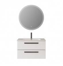 Мебель для ванной комнаты Cezares Eco Cer-N 90, bianco lucido, раковина Duet 90, ручки матовые черные