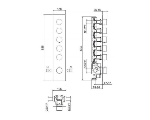 Carimali ilTondo Смеситель для ванны, встраиваемый, термостатический, цвет: хром