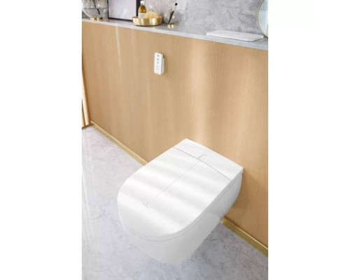 VilleroyBoch Viclean Унитаз-биде 38.5х59.5х36см., подвесной, в комплекте с сиденьем, покрытие CeramicPlus, цвет: альпийский белый. V0E100R1