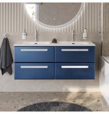 Тумба с раковиной Cezares Eco Cer-N 120, 4 ящика, sapfiro, раковина Eco 120, двойная, ручки сатин
