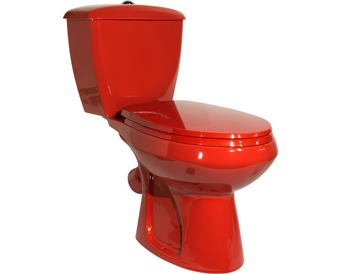 Унитаз-компакт напольный Оскольская керамика Элисса Антивсплеск Стандарт, нижний подвод воды, косой выпуск, красный