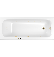 Акриловая ванна WHITECROSS Vibe 0105.170070.100.LINENANO.GL 170x70 см, с гидромассажем, с каркасом, со сливом-переливом, с донным клапаном, фурнитура золото