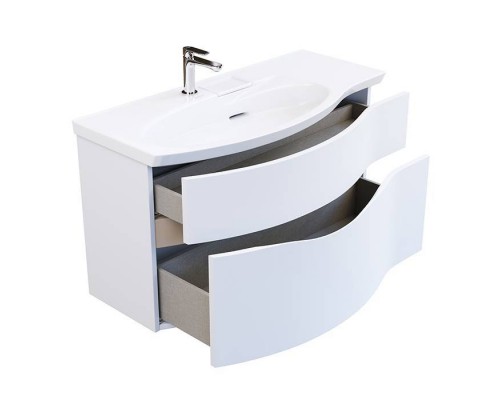 Kerama Marazzi Riva Тумба подвесная 100см, левая, с раковиной, цвет: белый матовый. RV.wb.100Lh,  RV.100Lh\WHT.M