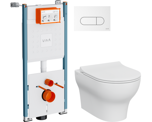 Комплект Унитаз подвесной VitrA Zentrum Round 7786B003-0075 безободковый + Крышка 801-003-019 с микролифтом + Инсталляция V-Fix Core 732-5800-01PV + Кнопка Root Round 740-2200 белая глянцевая Комплект Унитаз подвесной VitrA Zentrum Round 7786B003-0075 безободковый + Крышка 801-003-019 с микролифтом + Инсталляция V-Fix Core 732-5800-01PV + Кнопка Root Round 740-2200 белая глянцевая