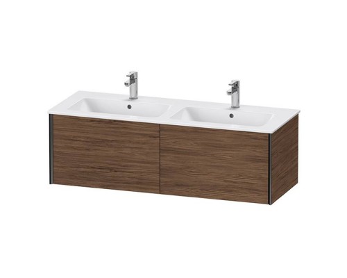 Duravit XViu Тумба подвесная 128x48x40см, с двойной раковиной, 2 ящика, цвет: walnut dark/черный матовый. 2336130000, XV40290B221 Duravit XViu Тумба подвесная 128x48x40см, с двойной раковиной, 2 ящика, цвет: walnut dark/черный матовый. 2336130000, XV40290B221