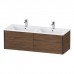 Duravit XViu Тумба подвесная 128x48x40см, с двойной раковиной, 2 ящика, цвет: walnut dark/черный матовый. 2336130000, XV40290B221