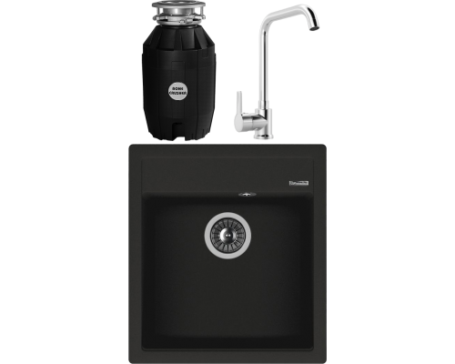 Комплект Мойка кухонная Florentina Липси 460 антрацит + Смеситель MEGA Ege MG-PL10 хром + Измельчитель Bone Crusher BC 810-AS