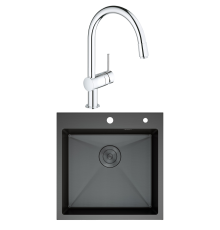 Комплект Мойка D K DKS505006 графит + Смеситель Grohe Minta 3291800E хром