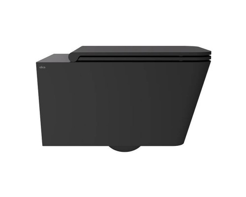 Alice Hide Square Унитаз 55х35см., подвесной, безободковый, с сиденьем и крышкой с микролифтом, с набором для крепления, цвет: чёрный матовый. 31210108SET