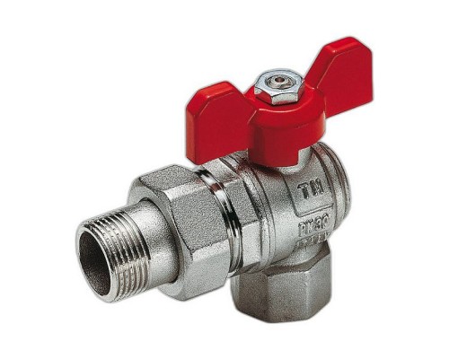 Шаровой кран Tiemme с американкой угловой, полнопроходной Н/В 3/4  бабочка. 2120005