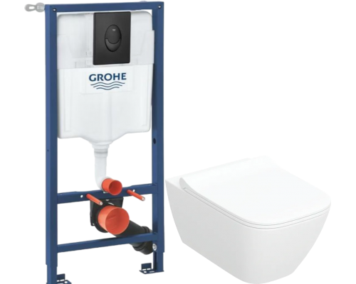 Комплект Унитаз подвесной Geberit Smyle Square 500.685.01.1 + Инсталляция Grohe Rapid SL 1000044 3 в 1 с панелью смыва Комплект Унитаз подвесной Geberit Smyle Square 500.685.01.1 + Инсталляция Grohe Rapid SL 1000044 3 в 1 с панелью смыва