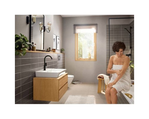 Hansgrohe Rebris E Смеситель для раковины, 1 отв., с поворотным изливом, с донным клапаном, цвет: черный матовый. 72576670 Hansgrohe Rebris E Смеситель для раковины, 1 отв., с поворотным изливом, с донным клапаном, цвет: черный матовый. 72576670